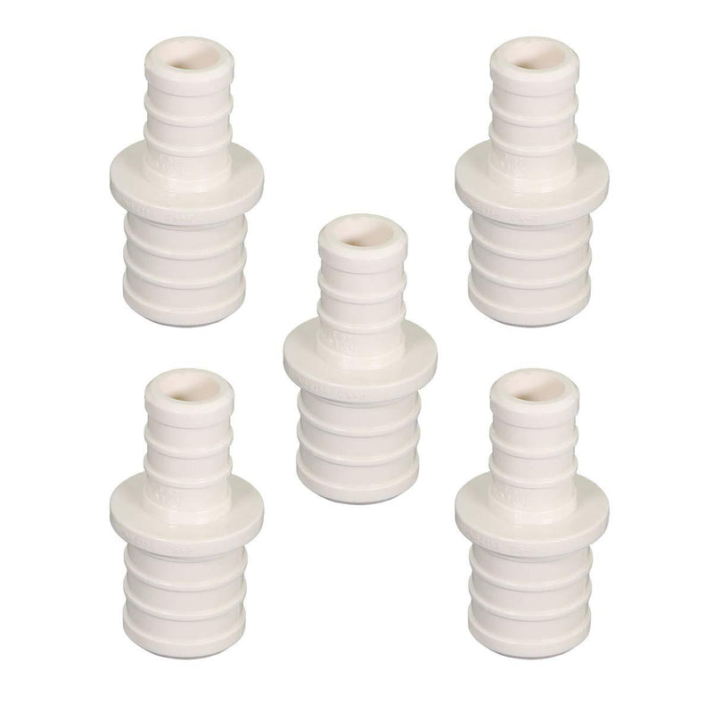 Supply Giant QQSD1012-5 Plastic PEX Poly Alloy Straight Coupling Barb Pipe Fitting, 1'' x 1/2'', White, 5 Pack - NewNest Australia