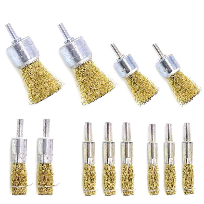 0.39”（10mm）/ 0.47"(12mm)/0.63"(16mm)/0.98"(25mm)/1.18"(30mm) Wire Cup Brush with 1/4" Shank Brass Steel Crimp Wheel Heavy Duty Wires Brushes for Metal, Removal of Rust Corrosion Paint - NewNest Australia