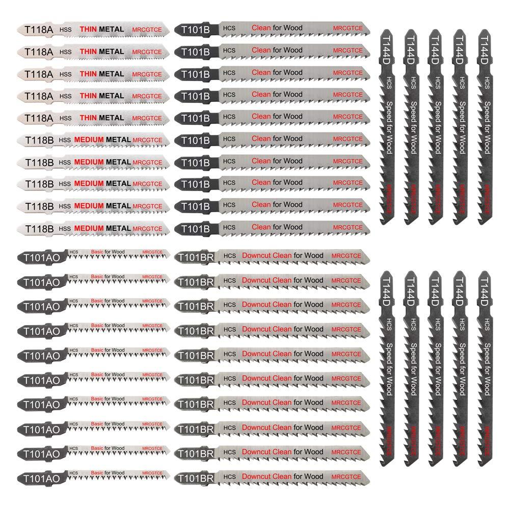 50 Piece Contractor JigSaw Blades Set with Storage Case, Assorted T-Shank Jig saw Blades for Wood, Plastic and Metal Cutting(T118A,T118B,T101AO,T101B,T101BR,T144D) - NewNest Australia