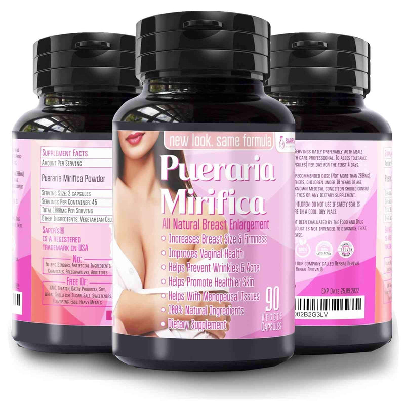 Natural Pueraria Mirifica Capsules 2000mg Daily - Breast Enhancement Pills for Women - Breast Growth Pills, Breast Firming, Vaginal Health, Menopause Relief, Skin and Hair Health 90 Veggie Capsules - NewNest Australia