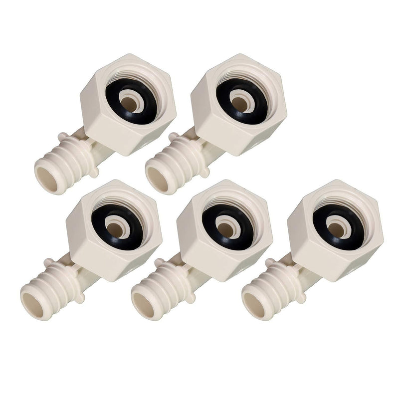 Supply Giant QQTM1212-5 Plastic Poly Alloy 90 Degree Swivel Elbow Pex x FPT Barb Pipe Fitting, 1/2'' x 1/2'', White, 5 Pack 1/2'' x 1/2'' - NewNest Australia