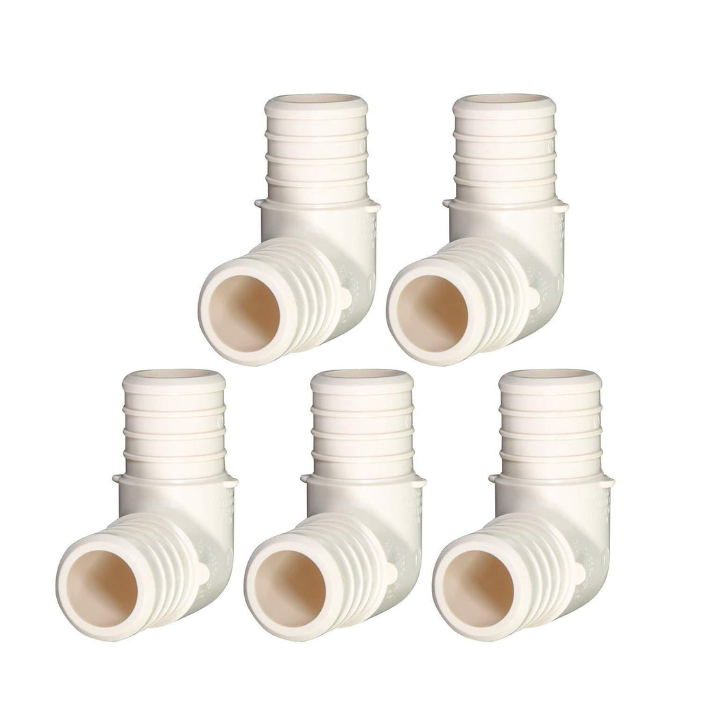 Supply Giant QQMO0100-5 QQMO0300-5 Plastic PEX Poly Alloy 90 Degree Elbow Barb Pipe Fitting 1 Inch Pack of 5, White, 1 5 Pack - NewNest Australia