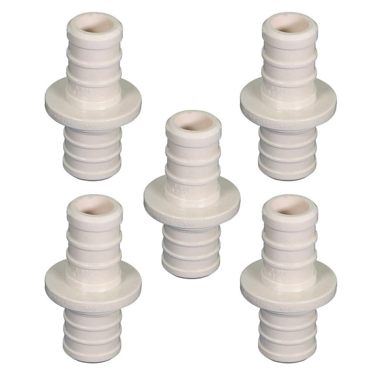 Supply Giant QQDQ0100-5 Plastic PEX Poly Alloy Straight Coupling Barb Pipe Fitting, 1'', White, 5 Pack - NewNest Australia