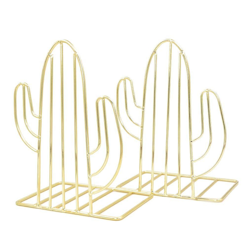 NewNest Australia - Winterworm Metal Bookends Book Ends Heavy Duty Modern Decorative for Bedroom Library Office School Book Display Desktop Organizer Gift(Cactus Gold) Cactus Gold 