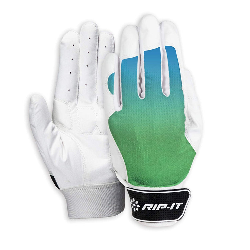 RIP-IT Girls Blister Control Softball Batting Glove Aqua Lime Ombre Large - NewNest Australia