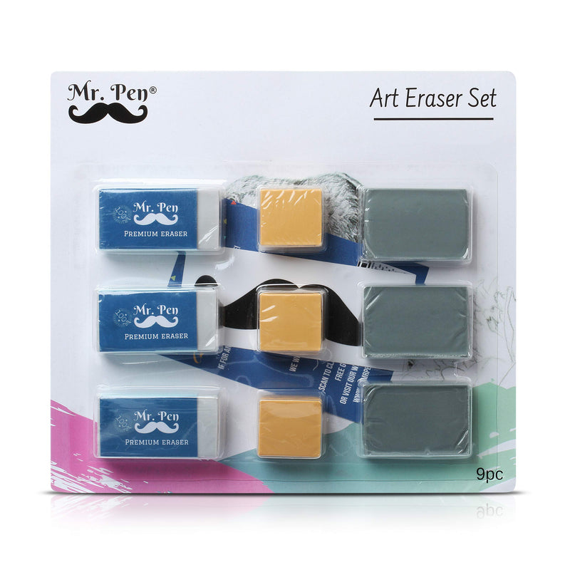 Mr. Pen Eraser Set with Kneaded Erasers, Gum Erasers and Pencil Erasers, Pack of 9 - NewNest Australia