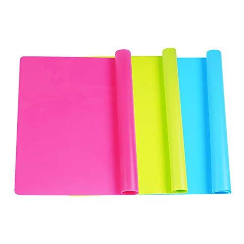 NewNest Australia - 3 Pack Extra Large Silicone Sheets for Crafts, Liquid, Resin Jewelry Casting Molds Mat, Multi-Purpose Food Grade Silicone Placemat. 15.7” x 11.8” (Blue & Rose Red & Green) 