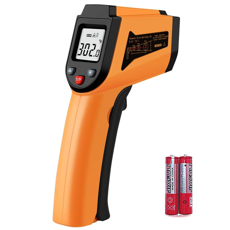 Laser Infrared Thermometer Non-Contact Digital Temperature Gun，-50°C to 400°C(-58°F to 752°F) IR Thermometer for Industrial,Kitchen Cooking,Ovens (Orange) - NewNest Australia
