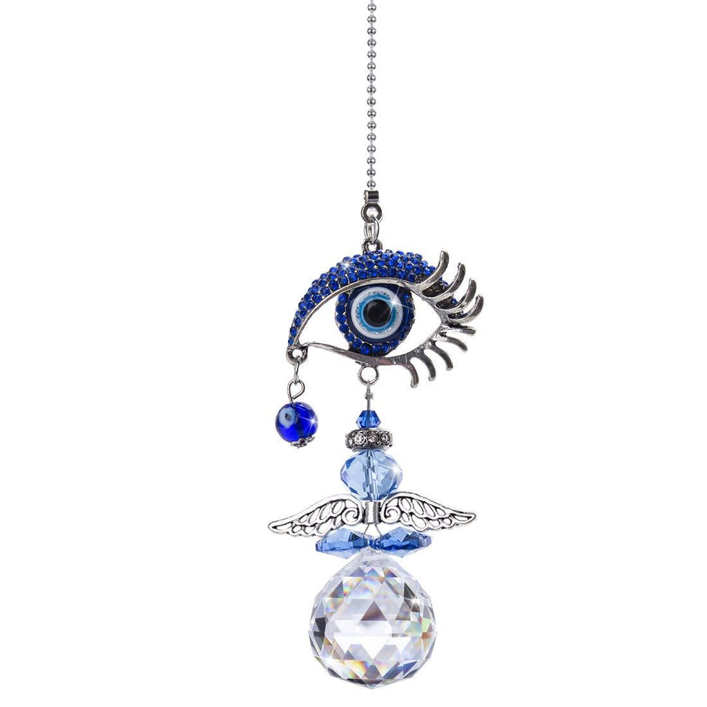 NewNest Australia - YU FENG Hanging Crystal Angel Suncatcher Blue Evil Eye Protection and Good Luck Charm Chandelier Lamps Pendant(12.5in) 