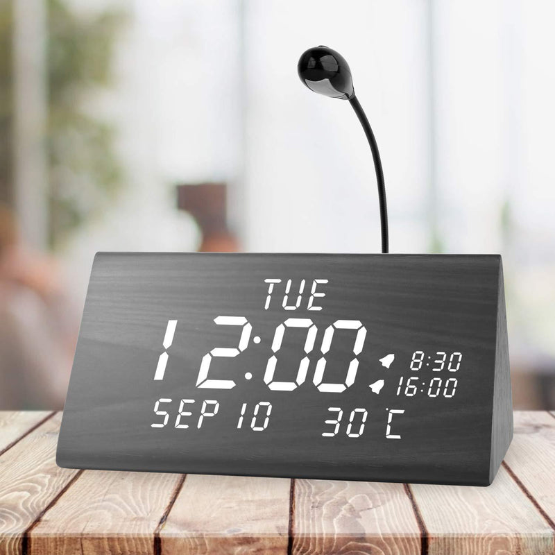 NewNest Australia - MEKO Wood Digital Alarm Clocks for Bedrooms, Larger LED Display, 3 Levels Brightness, Dual Alarms, 3 Levels Volume Snooze Function and Nightlight Wooden Electric Besides Clock 