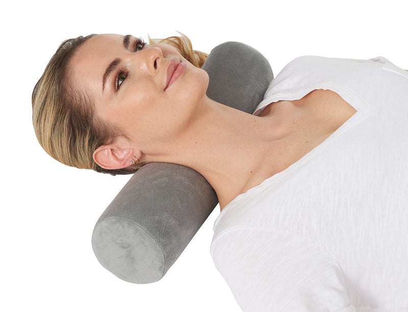 Cervical Neck Roll Memory Foam Pillow, Bolster Pillow, Round Neck Pillows Support for Sleeping | Bolster Pillow for Bed, Legs, Back and Yoga Grey - NewNest Australia