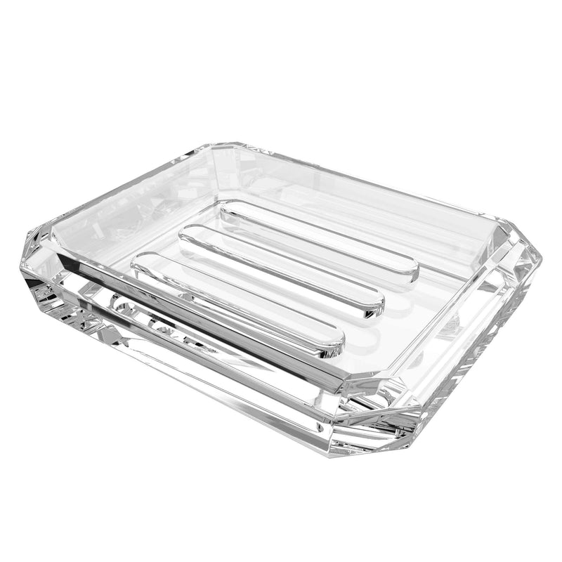 LinkIdea Rectangle Glass Bar Soap Dish, Soap Saver Tray for Bathroom Counter, Glass Sponge Dish Holder Case Box for Shower (Clear-Rectangle) - NewNest Australia