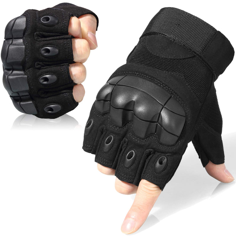 wtactful Tactical Fingerless Gloves for Motorbike Motorcycle Cycling Climbing Hiking Hunting Gloves Black Medium - NewNest Australia