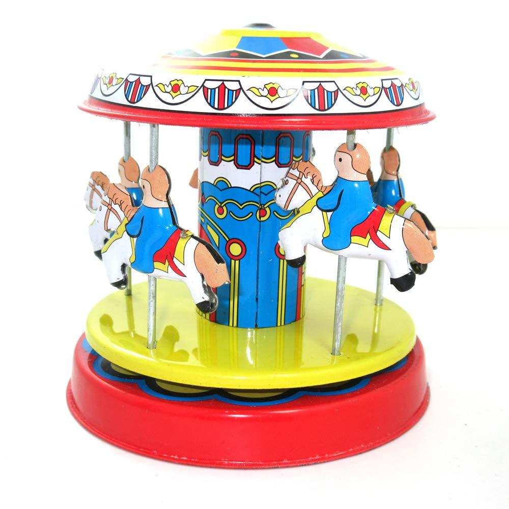 NewNest Australia - Metal Dragon 77th Handmade Vintage Tin Carousel Merry-Go-Round Collectible Ornament Good Memory of Childhood or Spring Wind Up Toy (Carousel) 