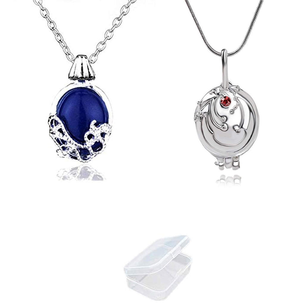 UoYu 2 Pcs The Vampire Diaries Elena Gilbert Opening Vervain Locket Pendant Necklace and Daywalking Katherine Necklace Pendant Charm Necklace-Royal Blue with Transparent Box - NewNest Australia