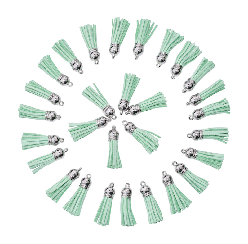 Mandala Crafts Faux Leather Suede Tassel with Loop for Keychains, Jewelry Making, Bookmarks, Books, Gifts, Pillows (Aqua, 1.5 Inches 100 PCs) Aqua - NewNest Australia