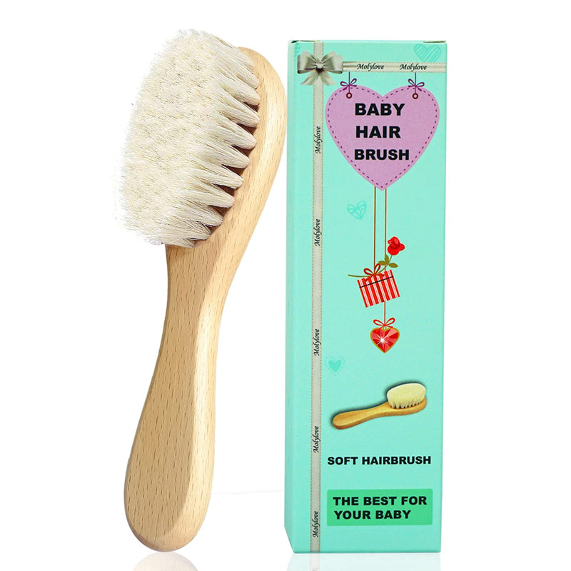 Molylove Baby Hair Brush with Wooden Handle and Super Soft Goat Bristles for Newborns & Toddlers - NewNest Australia