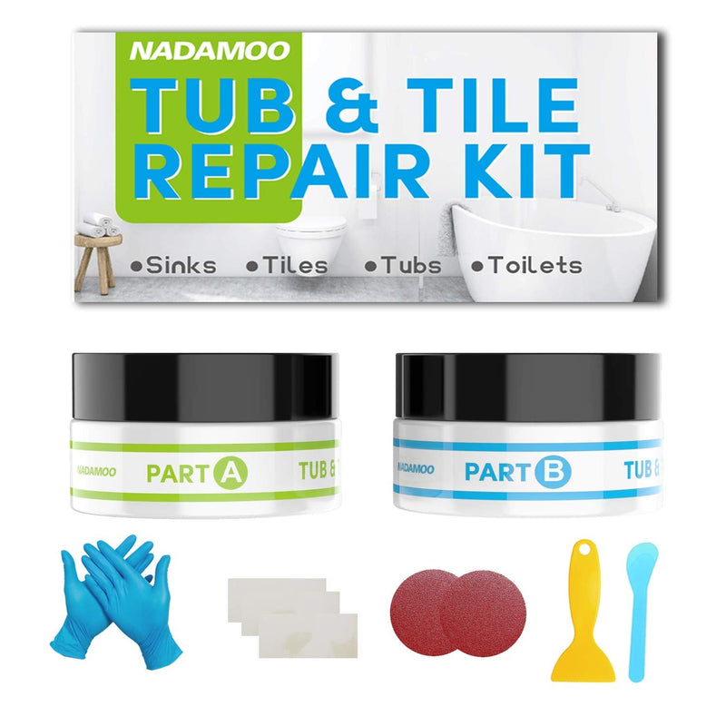 NADAMOO Tub Repair Kit White Tile Shower Repair Kit for Fiberglass Porcelain Ceramic Acrylic Stone, Fix Crack Chip Scrap Hole - 3.5 Oz - NewNest Australia