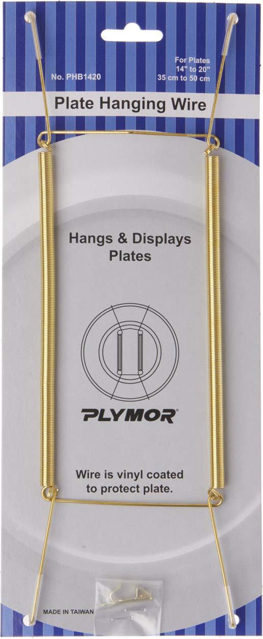 NewNest Australia - Plymor Shiny Gold Finish Wall Mountable Plate Hanger, 11" H x 3.5" W x 0.5" D (for Plates 14" - 20") 1-Pack 