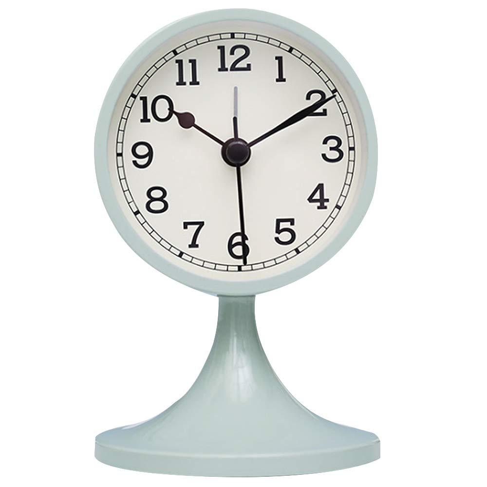 NewNest Australia - Danse Jupe 3" Alarm Clock Round Quartz Analog Desk Clock Vintage Silent Non Ticking Battery Operated for Bedroom Cyan C - Cyan 