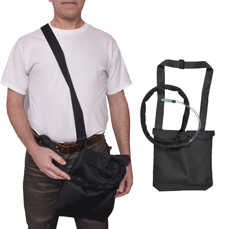 Urine Drainage Bag Holder with Catheter Pipe Cover & Adjustable Strap - Black Black. - NewNest Australia