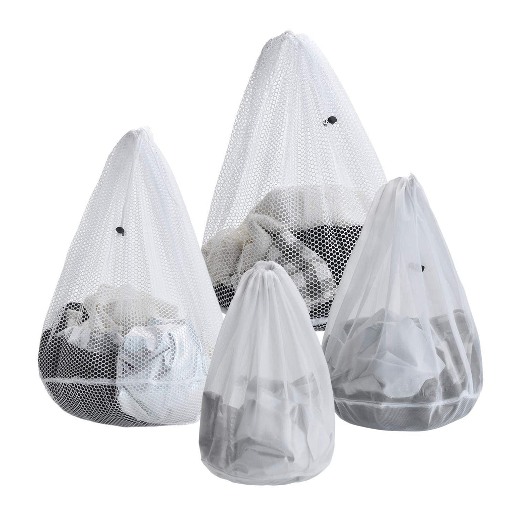 NewNest Australia - ARZASGO Mesh Laundry Bags, 4 Pack Heavy Duty Drawstring Laundry Washing Bags for Delicates, Garments, Lingerie, Socks, Bras and Baby Clothes (Coarse&Fine Mesh) 4 Pack-wm 