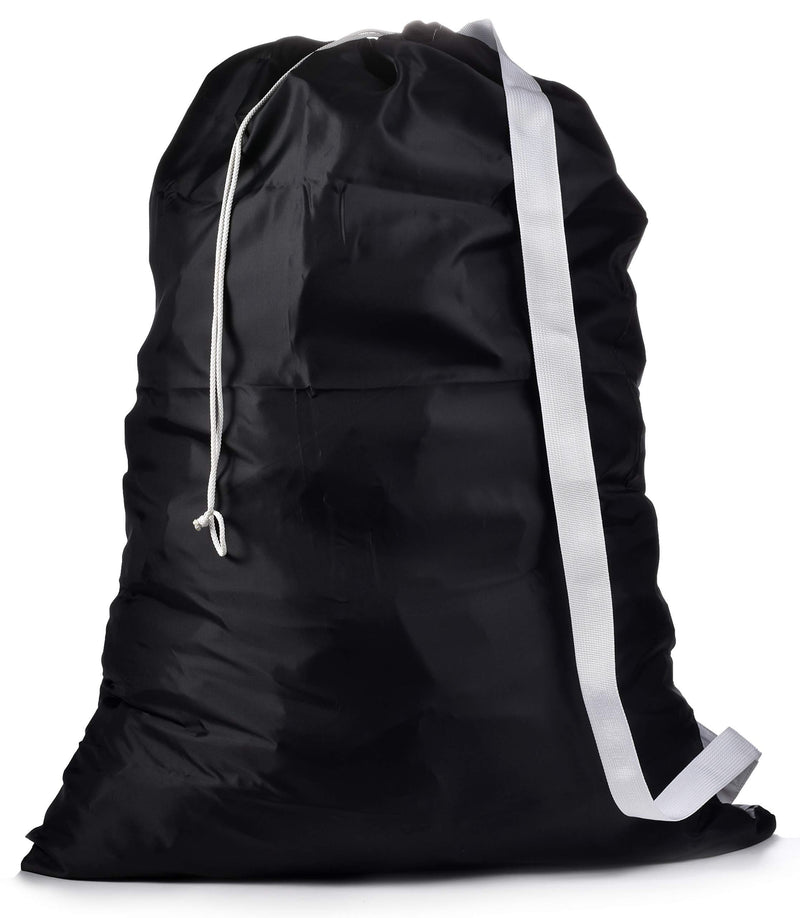 NewNest Australia - Shoulder Strap Laundry Bag - Drawstring Locking Closure, Durable Nylon Material, Large Capacity, Heavy Duty Stitching, Hands Free Carrying, Perfect for Laundromat or College Dorm. (Black | 30" x 40") Black 