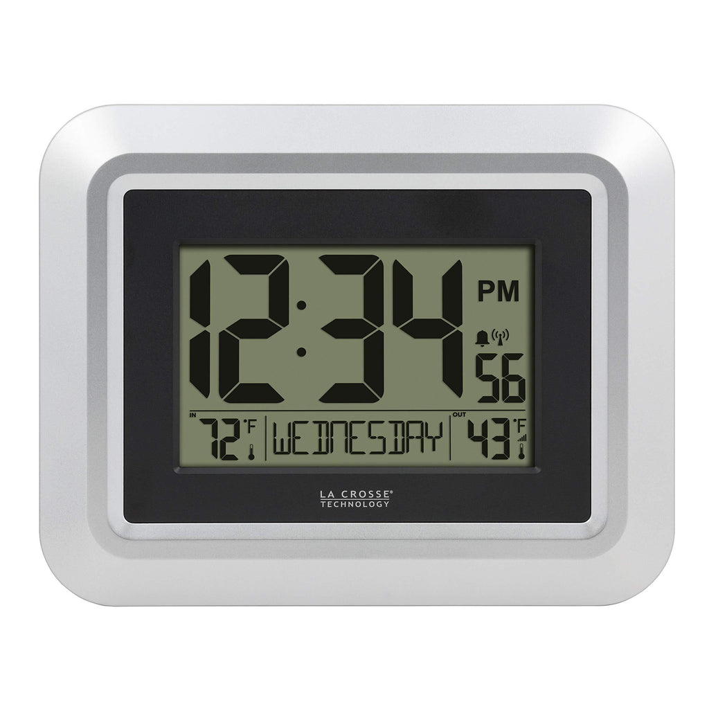 NewNest Australia - La Crosse Technology 513-1918S-INT Atomic Digital Wall Clock with Temperature, Silver 