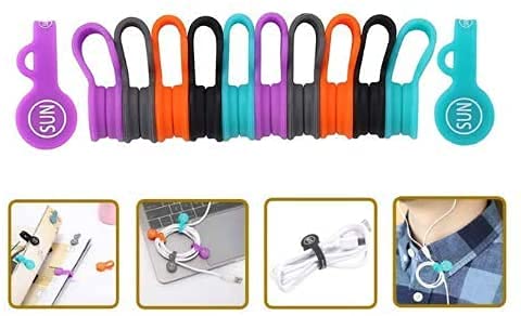 SUNFICON 10 Pack Cable Organizers Clips Earbuds Cords Organizers Magnetic Cable Clips Bookmark Whiteboard Noticeboard Fridge Magnets Cable Manager Keeper Ties for Kitchen Office School Assorted Colors - NewNest Australia