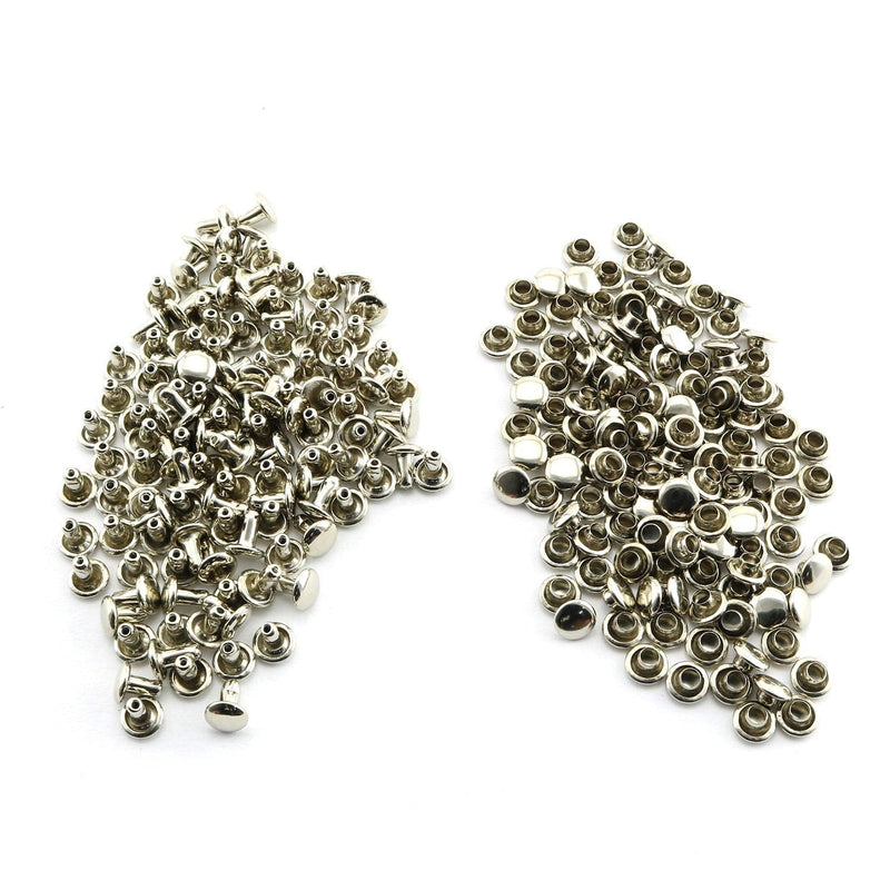 120pcs 6x6mm Silver Double Cap Rapid Rivets Round Head Decorative Rivets DIY Leather Craft Studs 1/4 inch - NewNest Australia