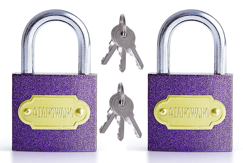 Padlocks (Pack of 2 Purple) Small Padlock with 3 Keys for Securing Your Great for Gym Locker, Suitcase, Backpacks, Jewelry Boxes, Luggage and More! 2 × Purple - NewNest Australia
