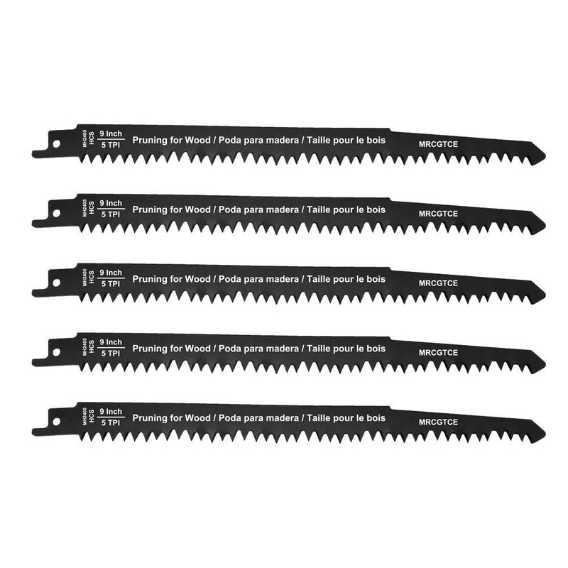 9-Inch Wood Pruning Reciprocating Saw Blades, MRCGTCE 5-TPI HCS Big Teeth Reciprocating Saw Pruning Blades, Fast Straight Clean Wood Cutting And Pruning - 5 Pack UPDATE - NewNest Australia