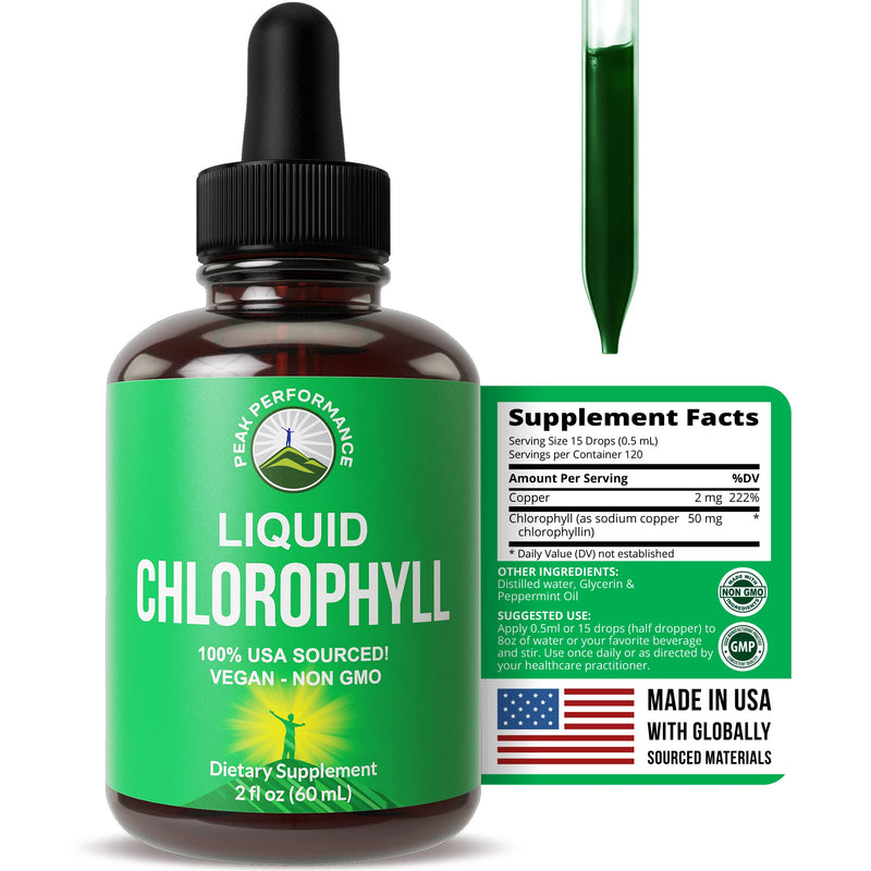 Chlorophyll Liquid Drops - Vegan, Non-GMO, Gluten Free Liquid Chlorophyll Drops for Water. Supplement for Energy, Skin Care, Immune + Digestive Support, Natural Deodorant. All Natural USA Sourced - NewNest Australia