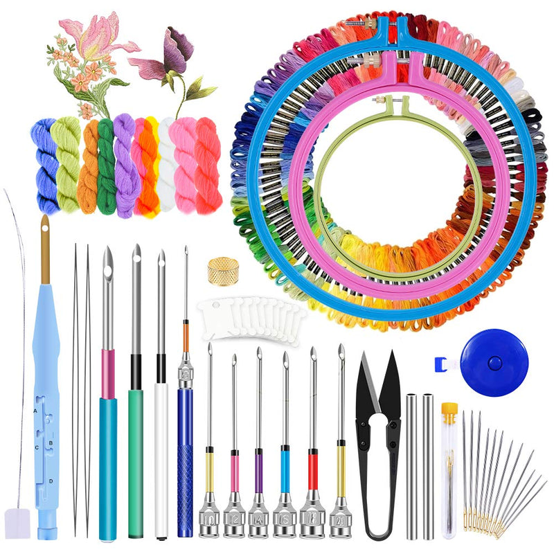 Jupean Embroidery Punch Needle, 156 Pcs Punch Needle Tool with Needle Punch, 110 Pcs Embroidery Thread, Embroidery Hoops, Embroidery Needles, Punch Needle Kit for Beginners - NewNest Australia
