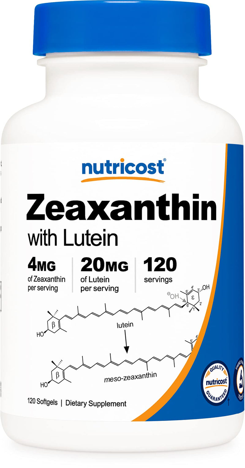 Nutricost Zeaxanthin with Lutein 20mg, 120 Softgels - Potent, Non-GMO, Gluten Free - NewNest Australia
