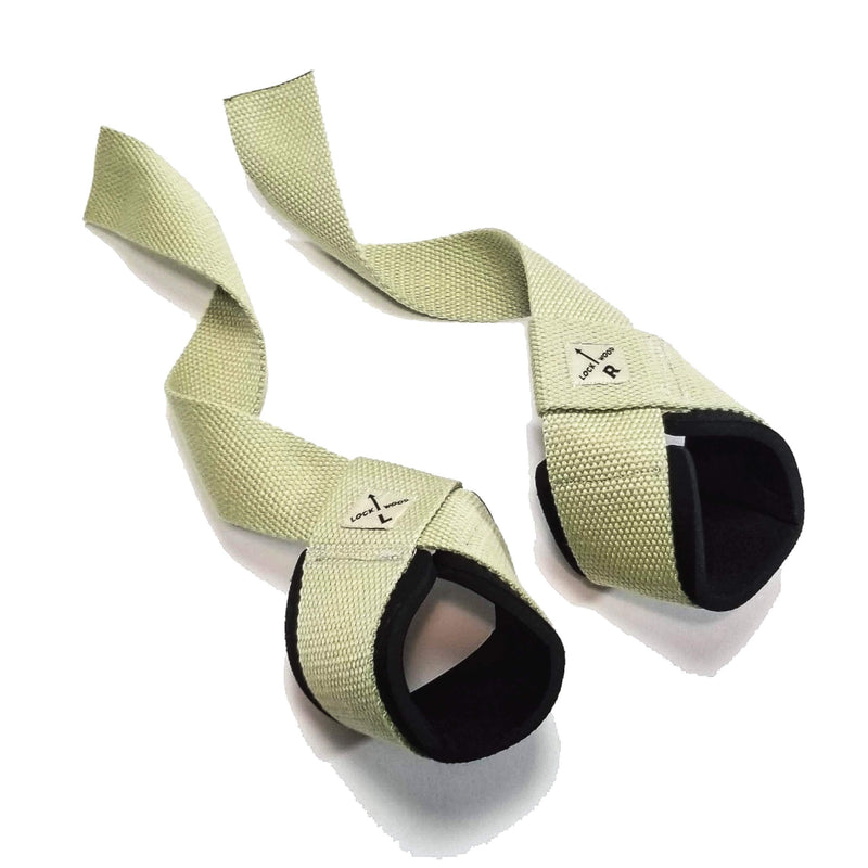LOCK-WOOD Weightlifting Wrist Support Straps Lift Heavier & Secure Your Grip Desert Green Large (6-9in wrists) with Male Logo - NewNest Australia