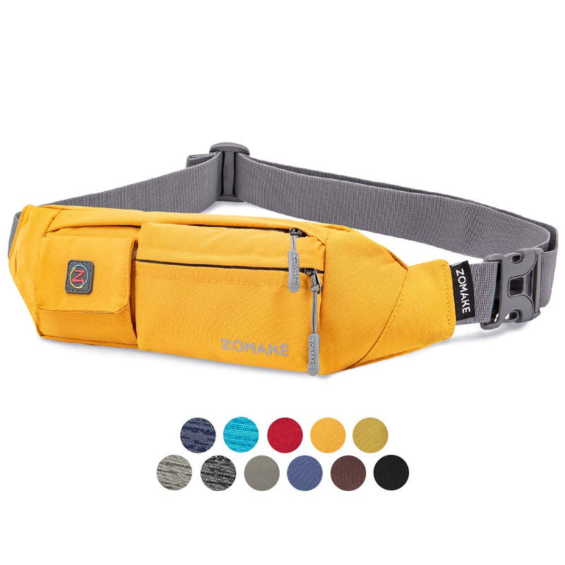 ZOMAKE Fanny Pack for Men Women, Slim Belt Bag Water Resistant Small Waist Bag Pack with 4 Pockets for Running Cycling Workout Fit All Phones York yellow - NewNest Australia