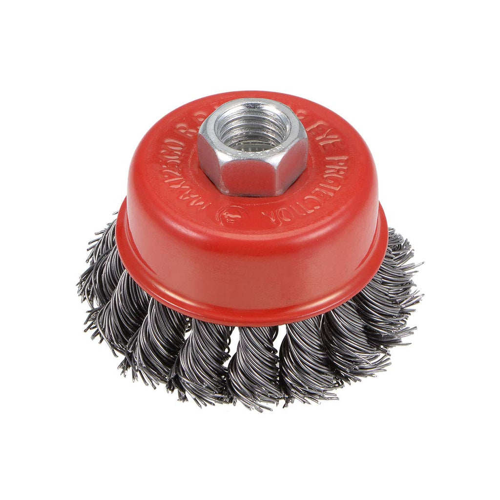 uxcell 2-1/2-Inch Wire Cup Brush Twist Knotted Crimped Steel with M14 Threaded Hole - NewNest Australia