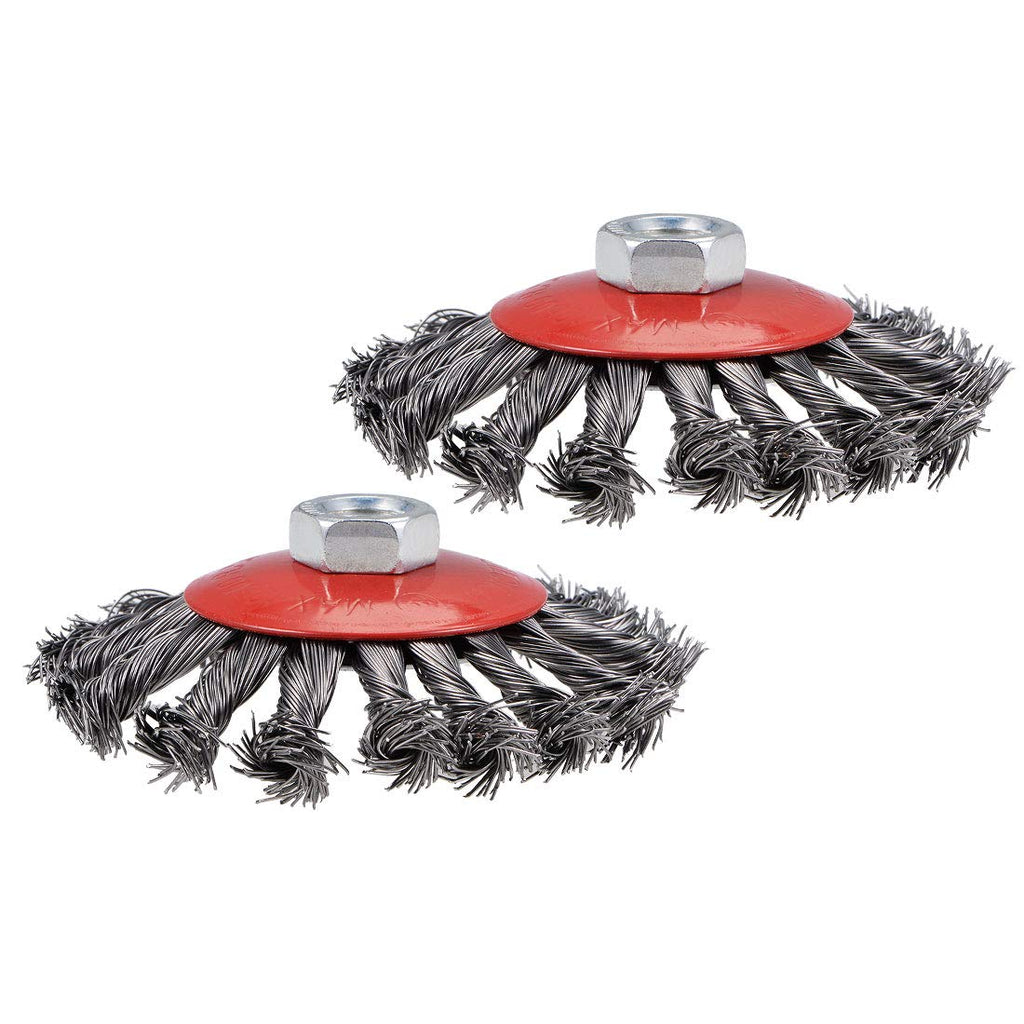 uxcell 108mm Wire Cup Brush Twist Knotted Crimped Steel with M14 Threaded Hole 2 Pcs - NewNest Australia