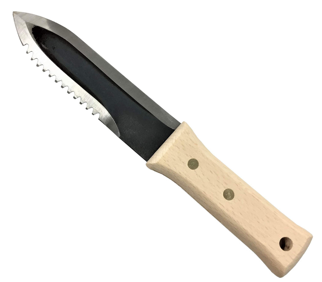 Bonsai No.20026 Japanese Hori Hori Garden Knife, Straight and Serrated Edge Blade 6.7"(170mm), Wooden Handle - NewNest Australia