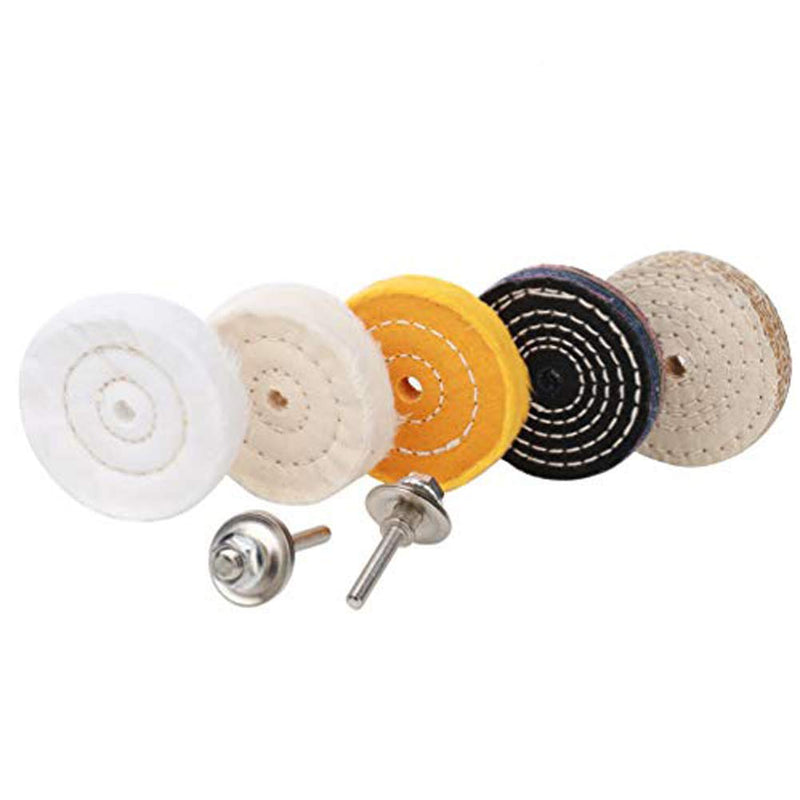 SCOTTCHEN 3" Buffing Polishing Wheels Soft(30Ply)/ Fine(50Ply)/ Medium(36Ply)/ Coarse 1/2" Thick/Rough 1/2" Thick 3/8" Arbor Hole with 2sets 1/4" Shank for Drill - 5Pack 5pcs - NewNest Australia