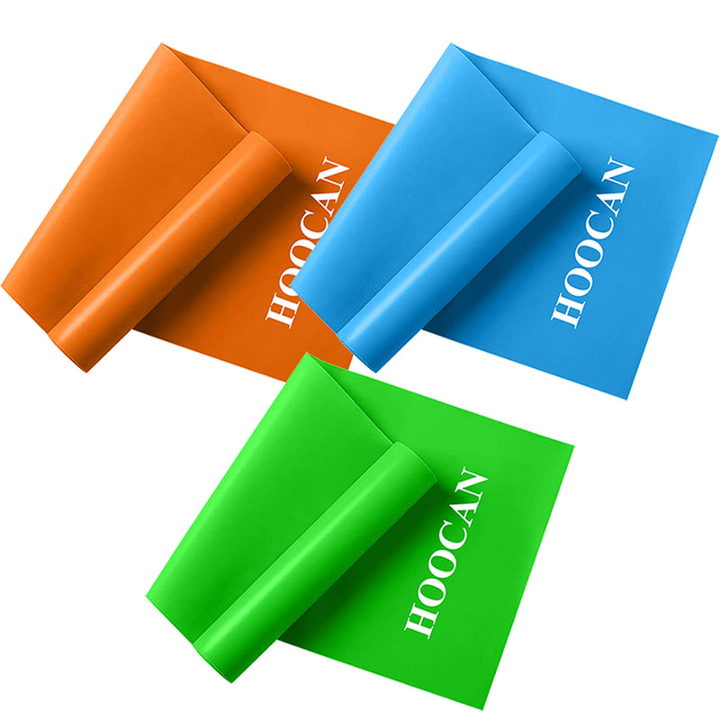 Hoocan Resistance Bands Elastic Exercise Bands Set for Recovery, Physical Therapy, Yoga, Pilates, Rehab,Fitness,Strength Training Orange Green Blue - NewNest Australia