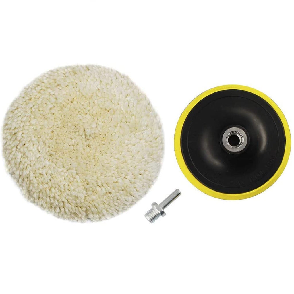 ANAHAF Wool Polishing Buffing Pads Kit Car Polishing Buffing Wheel for Drill 6 inch 100% Natural Wool Hook & Loop Grip Buffing Pad with M14 Drill Adapter - NewNest Australia