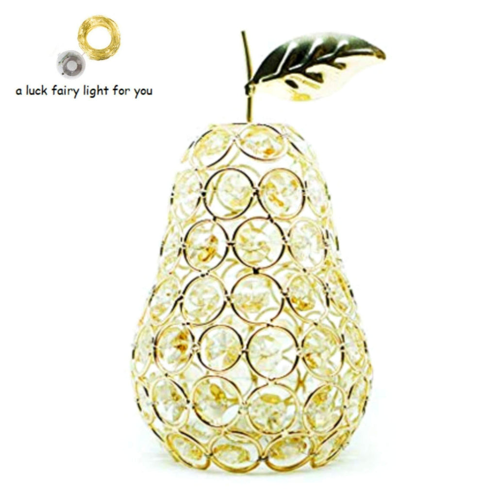 NewNest Australia - SmilingTown Pineapple Table Centerpiece Decor Handmade Crystal Hollow Fruit Candle Holder Ornament Decor Home Party Camping Wedding Festival Bar Decor Gold (Pear) Pear 