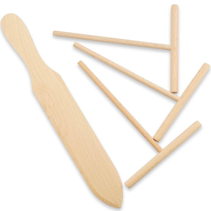 Prowithlin 4 Piece Crepe Spreader and Spatula Set, Crepes Maker Made Of 100% Natural Beech Wood, 12" Crepe Spatula and 4.7" Crepe Spreader, Crepe Pan Dosa Pan Accessories Crepe Tools - NewNest Australia