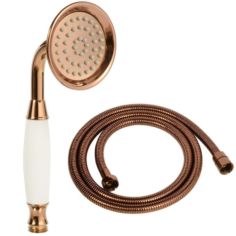 ENGA Vintage Hand-held Shower Rain Sprayer Telephone Shaped Brass Ceramic Shower Head with 59 Inch Hose for Bathroom (Rose-gold Finish) Rose-gold Finish - NewNest Australia