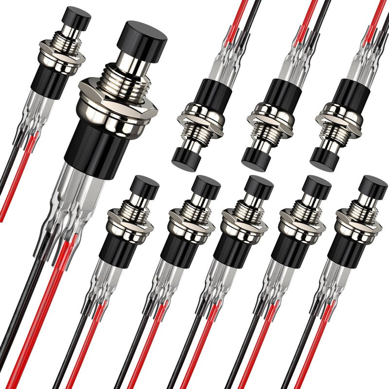 DIYhz Momentary Push Button Switch, 1A 250V AC SPST Mini Pushbutton Switches with Wire Normal Closed(NC) Black Cap - 10pcs NC - NewNest Australia