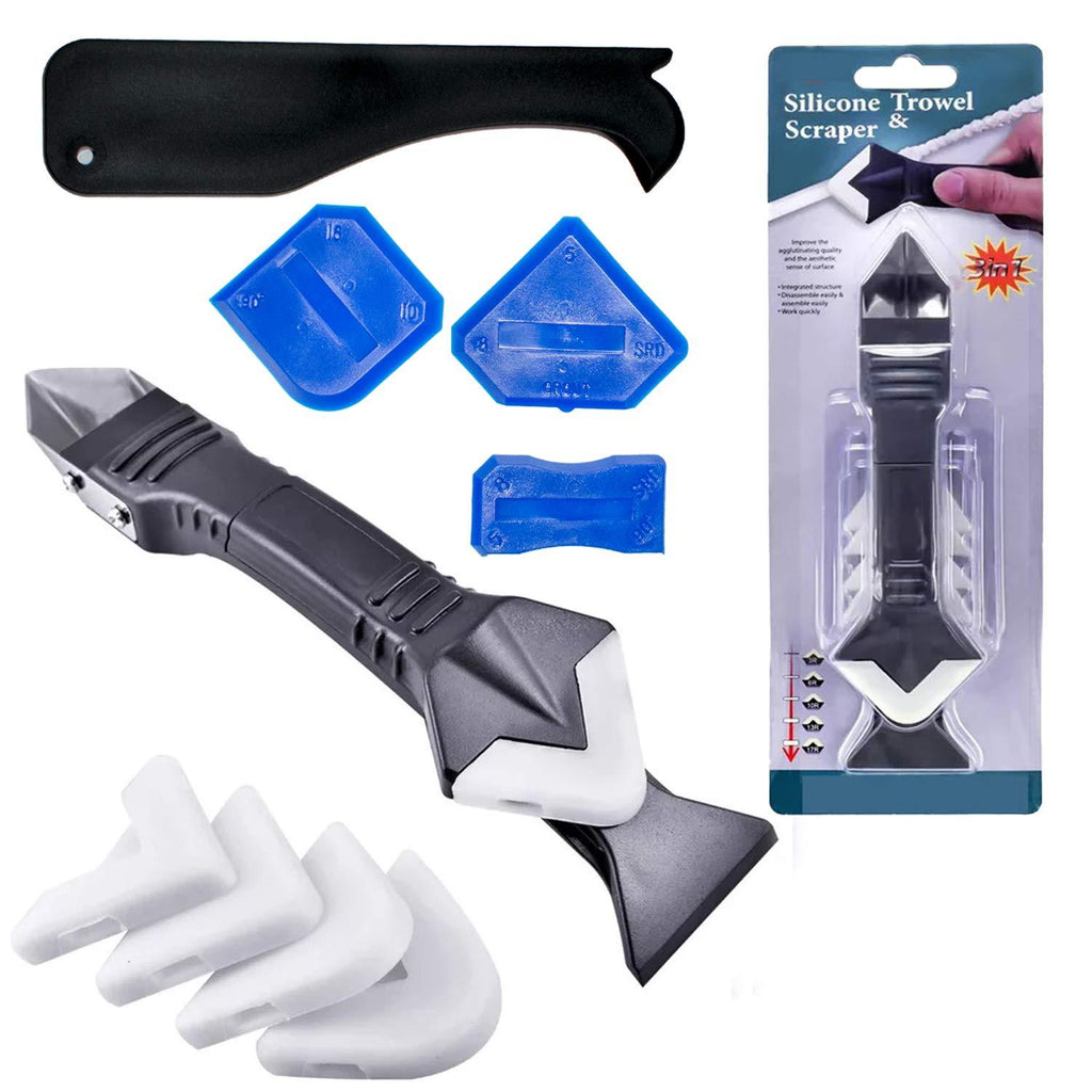 3 in 1 Silicone Caulking Tools（stainless steelhead）, Sealant Finishing Tool Grout Scraper, Reuse and Replace 5 Silicone Pads, Great Tools for Kitchen Bathroom Window, Sink Joint - NewNest Australia
