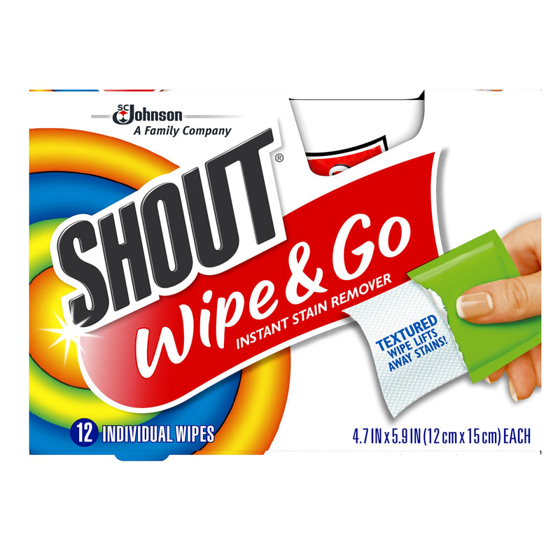 Shout Wipe and Go Instant Stain Remover, for On-the-Go Laundry Stains, 12 Count - Pack of 6 (72 Total Wipes) Pack of 6 (72 Total Wipes) - NewNest Australia