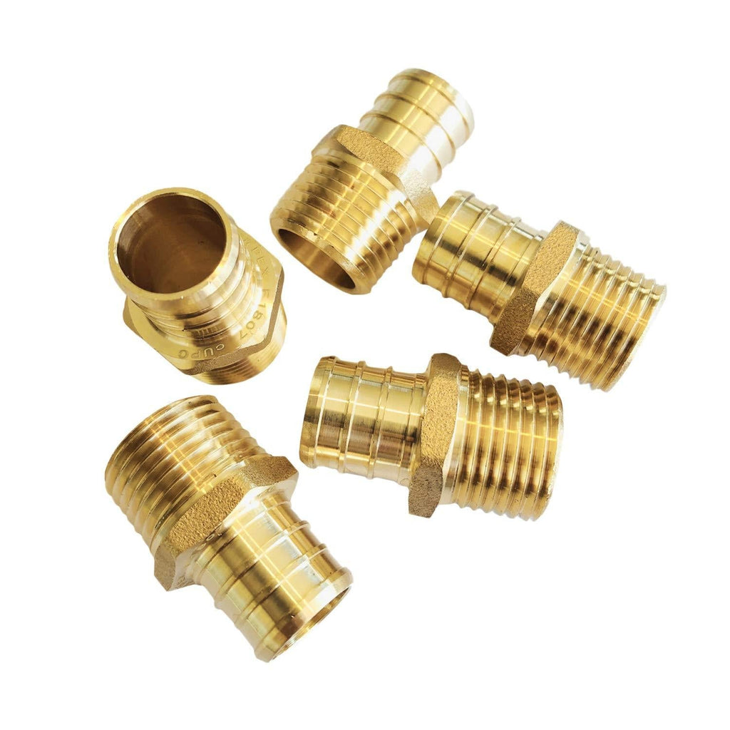 (Pack of 5) EFIELD PEX 3/4 INCH x 1/2 INCH NPT MALE ADAPTER BRASS CRIMP FITTING(NO LEAD) 5 PIECES - NewNest Australia